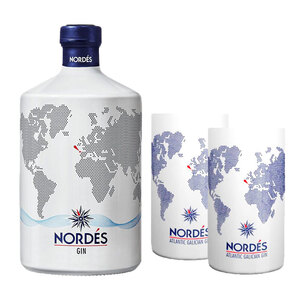<p>NORDÉS is a gin crafted using a slow, painstaking process. A careful selection of the best neutral alcohol, together with the use of the Galician white Albariño grape, are the vital basis of our gin, making Nordés unmistakeably fresh and smooth to taste.</p>
<p>In November, Nordés comes with a gift: two glasses decorated with the unmistakable blue and white design inspired by traditional Sargadelos ceramics.</p>